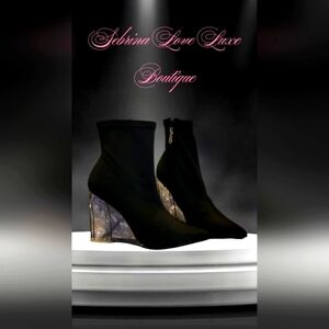Brand New Black Clear Wedge Heel Ankle Boots